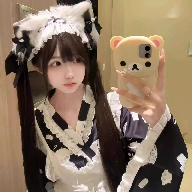 2D cat-ear hair band, Lolita headpiece, hair clip, cosplay comic exhibition Lolita hair band, maid beast ear hair accessory pic 11