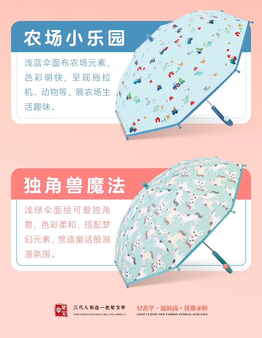 Target红点超市同款伞手动推拉全纤维雨伞POE面EVA彩色印刷长柄伞详情5