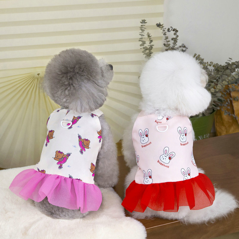 New spring and summer dog and cat clothing, pet halter nets, gauze skirts, evening gowns, small and medium-sized dog supplies pic 4