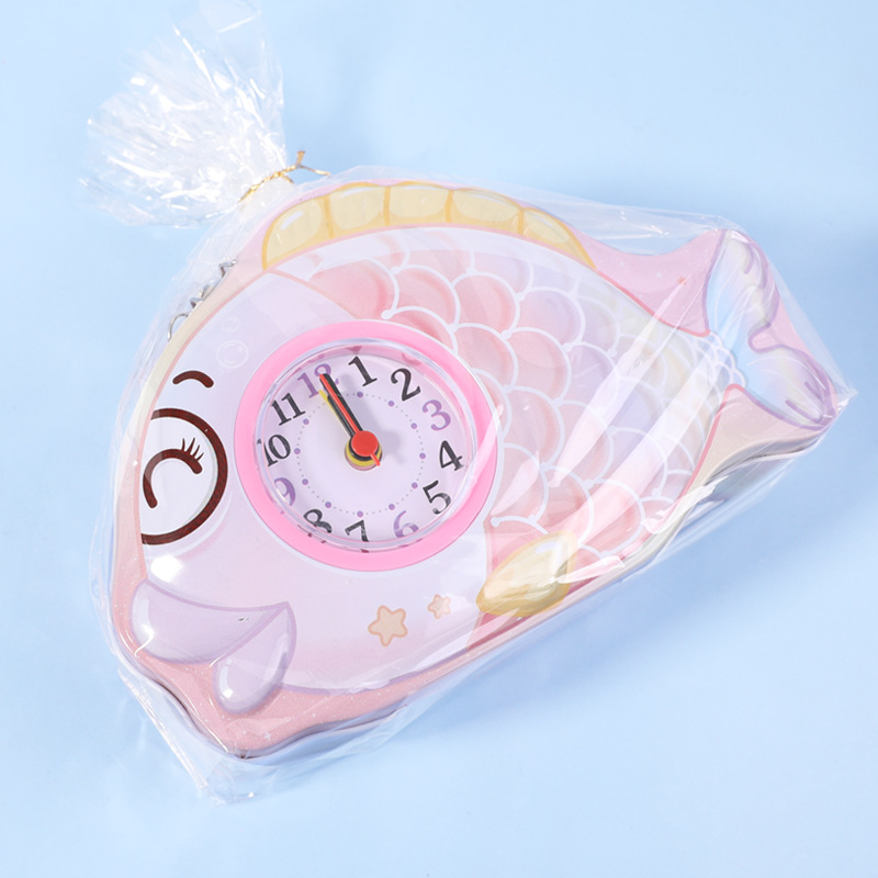 创意鲤鱼形状马口铁时钟存钱罐儿童储蓄罐家居摆件零钱收纳盒详情13