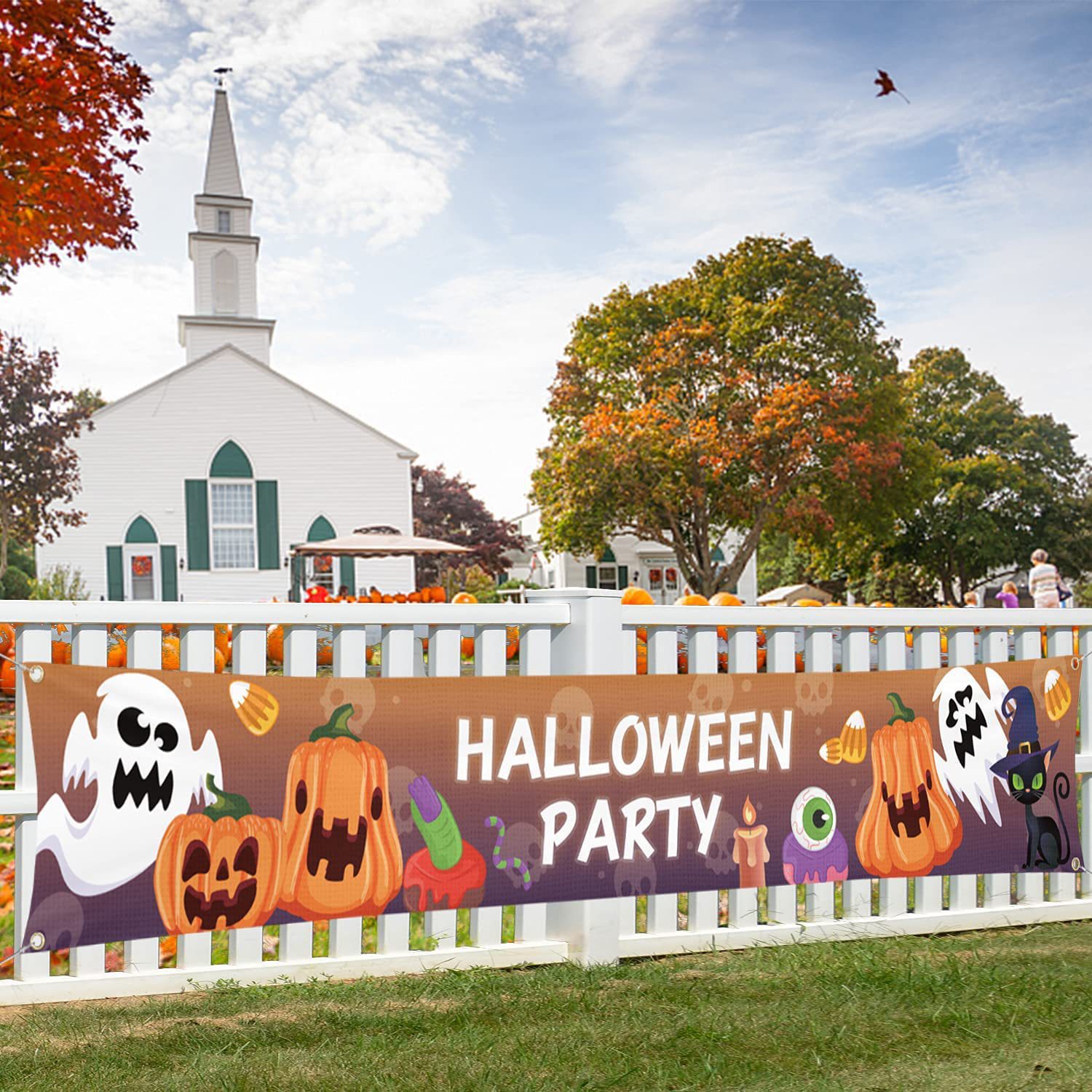 Customized cross-border Halloween couplet banner, festival decoration, polyester printed Halloween background cloth set, and hanging flag pic 31