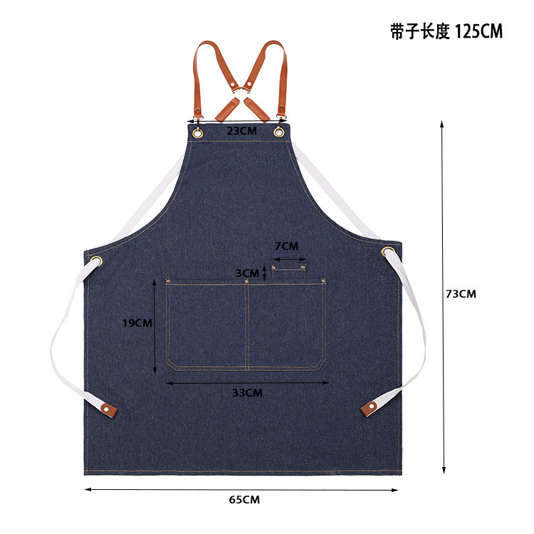 【 Chi Jia 】 Wholesale of denim aprons for foreign trade, milk tea, flower shops, restaurants, work clothes for men and women, kitchens and household use pic 10