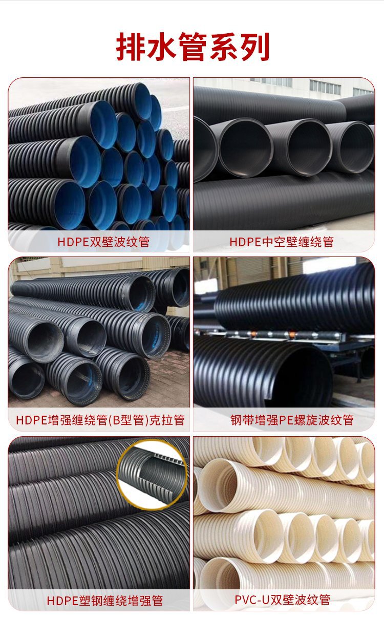 HDPE双壁波纹管大口径排水管中空壁缠绕管pe聚乙烯钢带增强螺旋管详情2