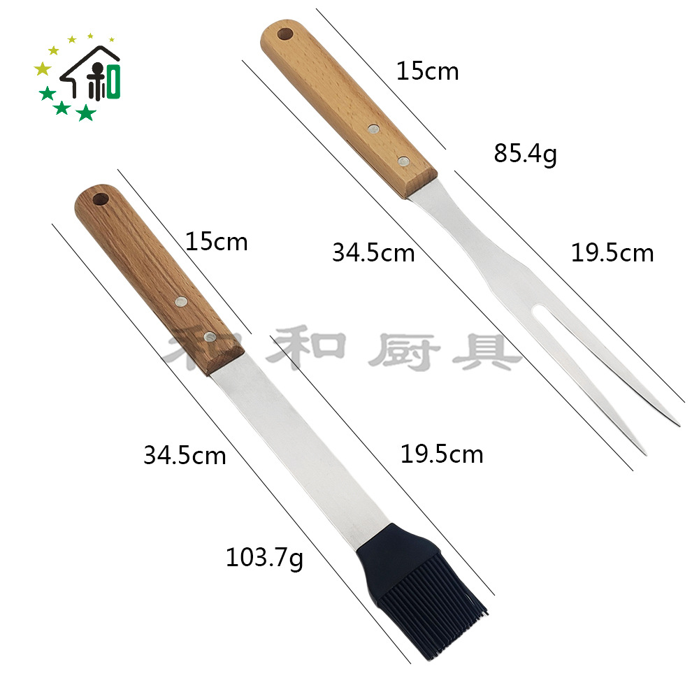 木柄不锈钢斜口料理铲煎铲烧烤铁刷烧烤工具铲子铁板烧炒牛排扒铲详情8