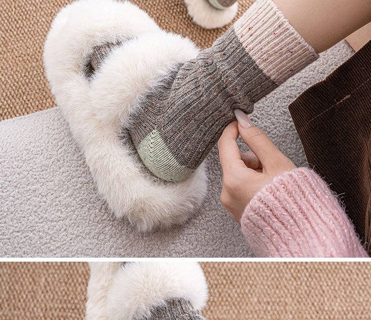 秋冬季新款羊毛袜子女中筒袜加绒加厚保暖点子纱拼色羊绒堆堆袜女详情14