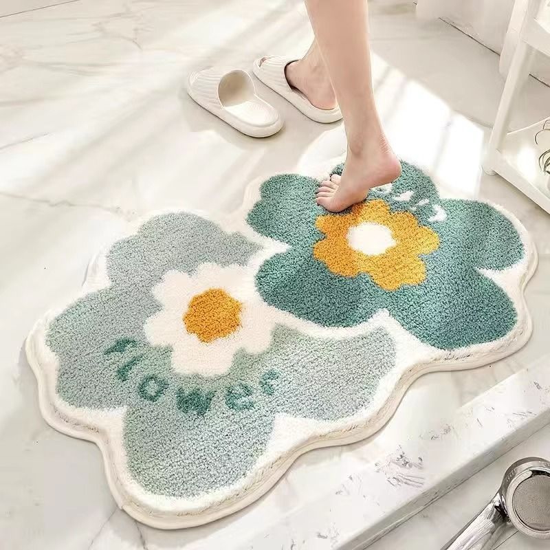 Foreign trade bathroom floor mat, bathroom door imitation cashmere water-absorbing anti-slip floor mat, household plush soft cross-border carpet pic 13