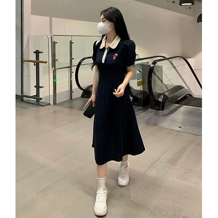 法式超火气质学院风连衣裙子女大码显瘦新款漂亮小个子长裙夏详情13