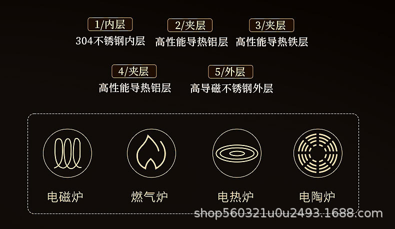汤锅奶锅不粘锅炊具锅两件套批发厨房加厚耐用304不锈钢锅具套装详情15