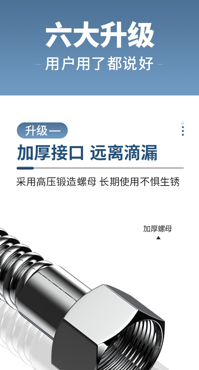1.5/2/3米不锈钢热水器水管子配件防爆浴室淋雨淋浴花洒喷头软管详情4