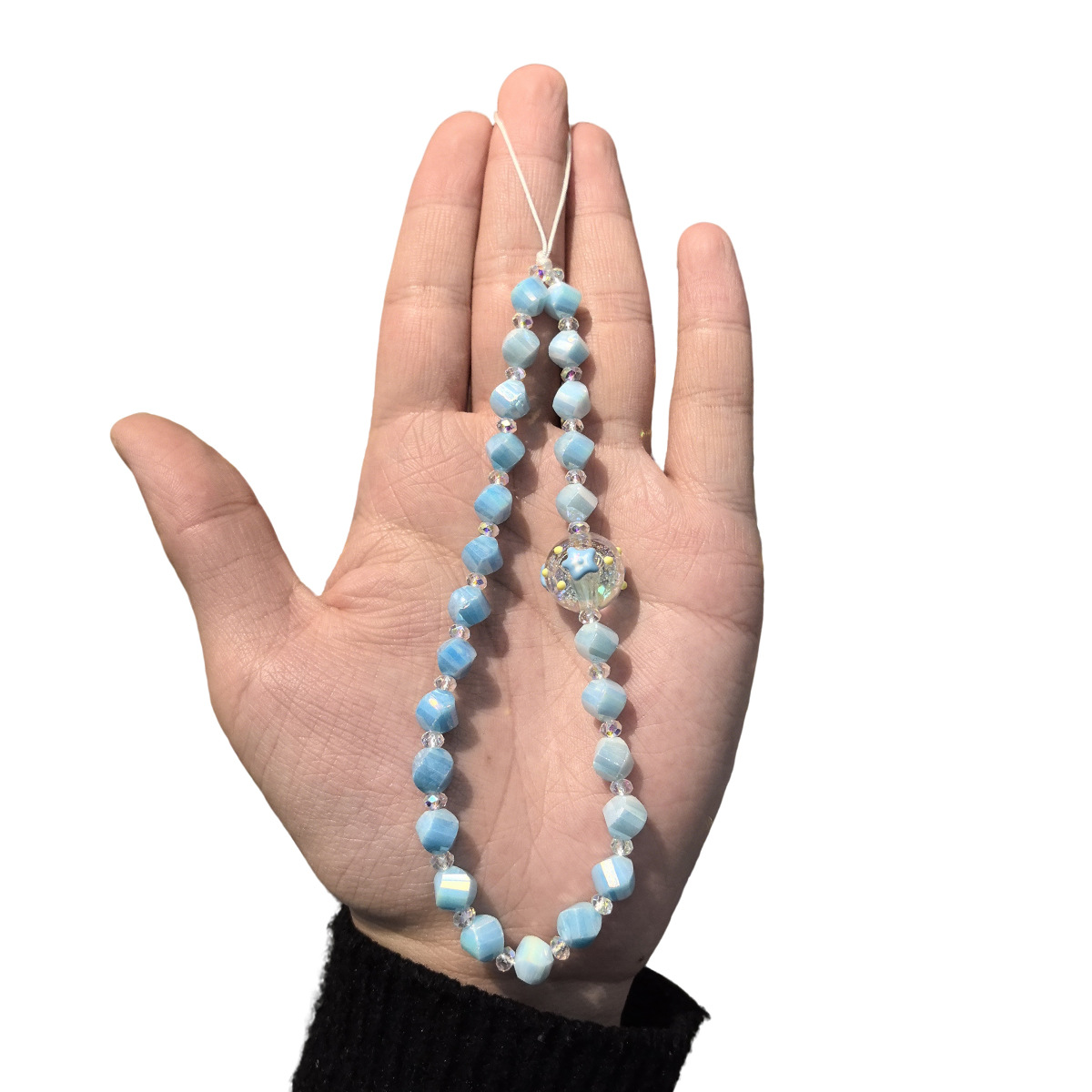 高级清新马卡龙色切面水晶手机挂链渐变串珠挂饰挂绳卡通立体挂件详情1