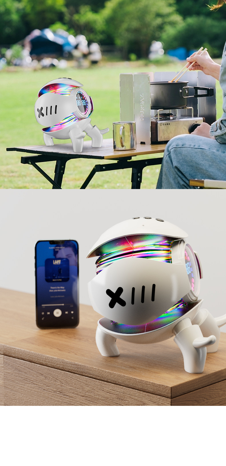 新品WIFI豆包Deepseek大模型AI智能音箱机甲怪兽蓝牙闹钟摆件音响详情18