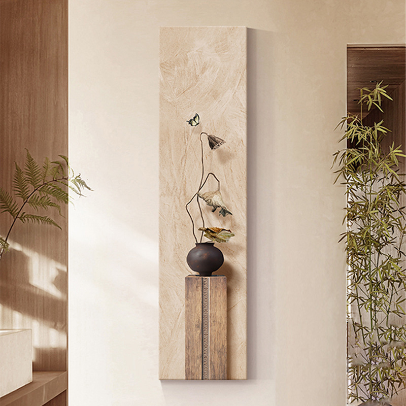 新中式玄关装饰画竖版走廊过道长条挂画高级感禅意茶室背景墙壁画详情7