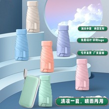 遮阳伞遮阳防晒雨包卡两用便携阳伞扁防带黑胶紫外线外线迷你六折详情6