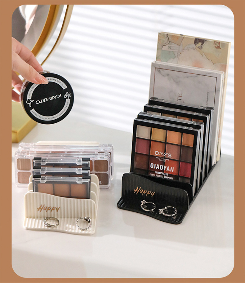 Eyeshadow palette storage rack, cosmetics blush storage rack, makeup powder compact box, desktop compartments, multi-purpose organizing rack pic 14