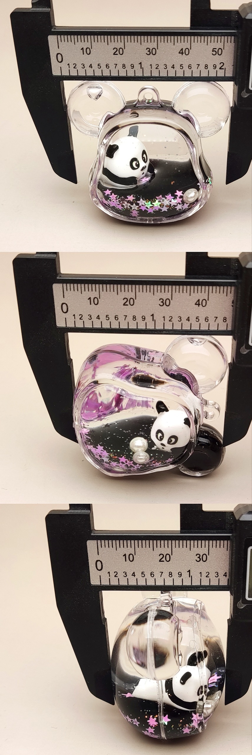 创意亚克力入油流沙瓶奶黑色爆闪熊猫系列钥匙扣汽车配饰桌面摆件详情11