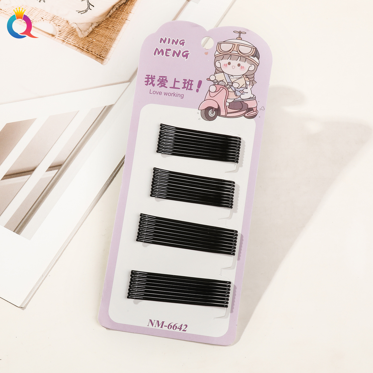 Wholesale of Qiyue Classic black straight clips, durable lacquered hair clips, braided hair clips, broken hair bangs clips and side clips pic 88
