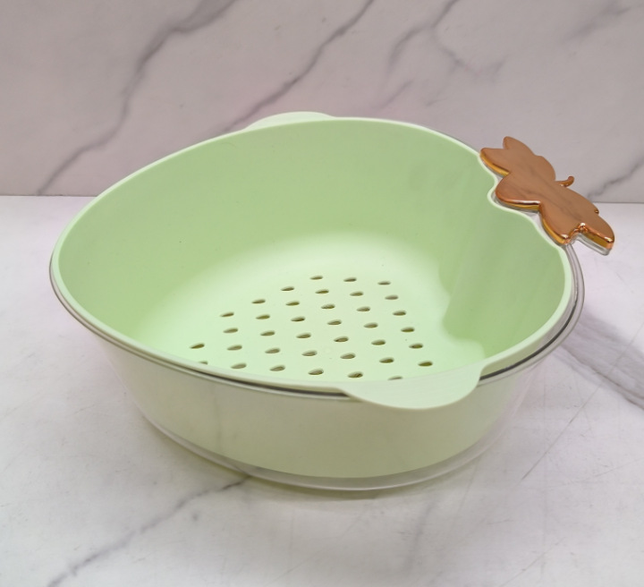 Double-layer radish, cute draining basket, fruit plate, vegetable washing basket, kitchen, home, living room, fruit basket, vegetable washing basket pic 1