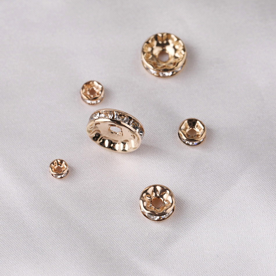 金色直边钻圈 串珠diy配饰材料 隔珠彩色手链镶钻银色隔片 车轮钻详情4