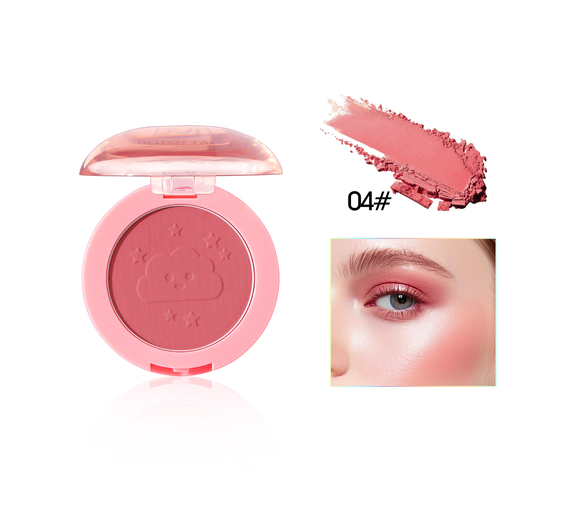 Cross-border bob Puffy, soft and misty blush, cheek color, pleasant atmosphere, matte and matte look, long-lasting makeup, girlish pink blush powder pic 12