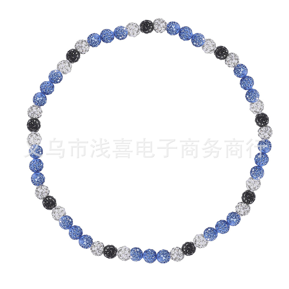 亚马逊新男士彩色钻球项链棒球篮球明星嘻哈项链竞技水钻项饰项圈详情16