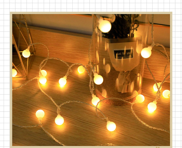 White frosted round ball light strings, outdoor camping light strings, wedding decoration small colorful lights, atmosphere lights for courtyard decoration pic 10