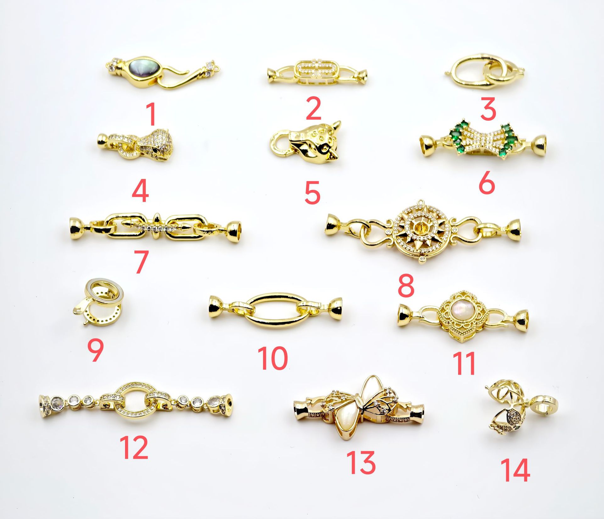 18k gold-plated zircon bow pearl buckle diy jewelry accessory, flower-shaped buckle sweater chain connection, end buckle pic 11