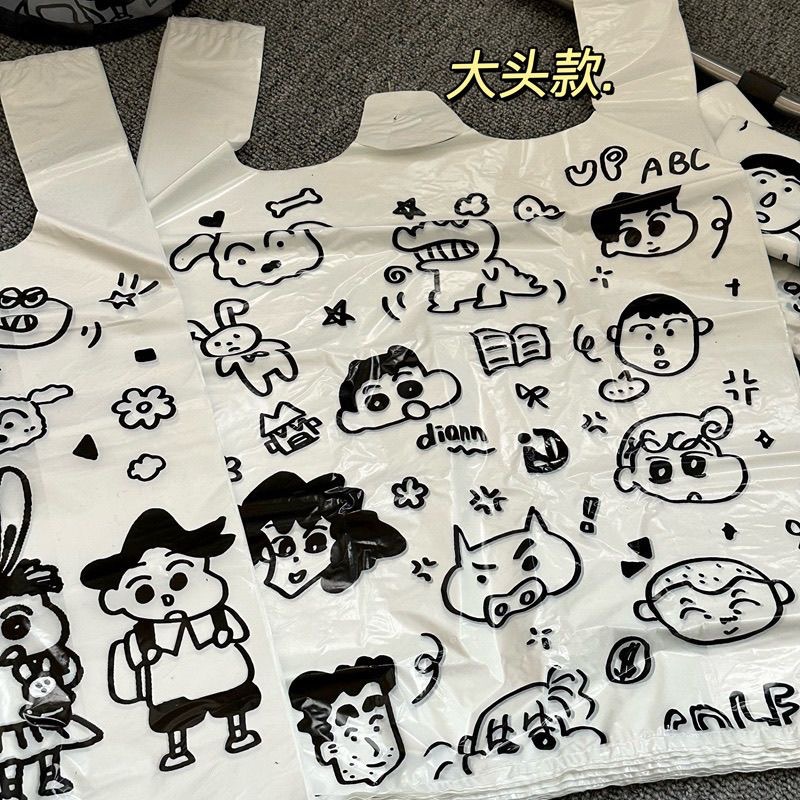 背心袋蜡笔小新网红手提可爱垃圾袋ins风家居环保卡通购物袋超市详情4