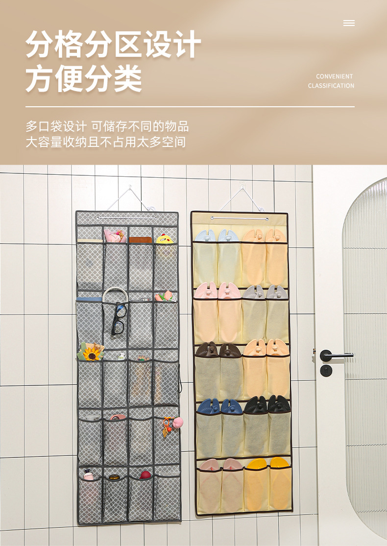 门后收纳挂袋宿舍壁挂式鞋子杂物分装收纳袋多功能整理储物挂袋详情3