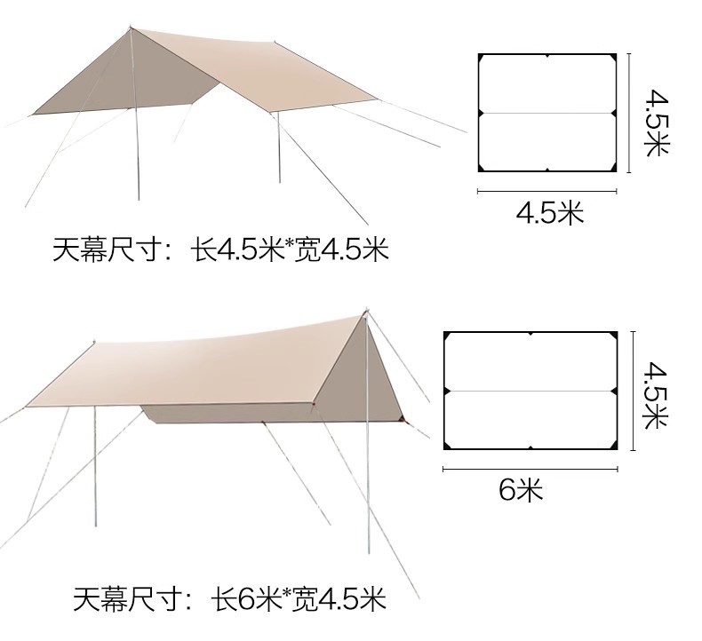 户外露营旅游野炊六角天幕帐篷加厚防晒防水八角黑胶涂银层遮阳棚详情9