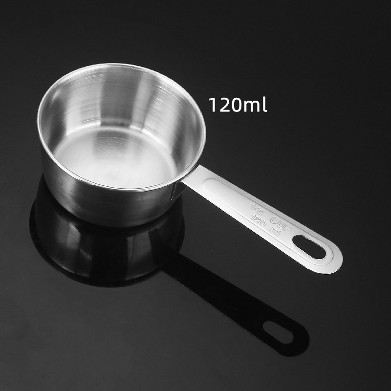 A set of 4 stainless steel measuring cups with scales, dessert coffee milk powder measuring spoons, baking utensils, 60ml-235ml pic 14