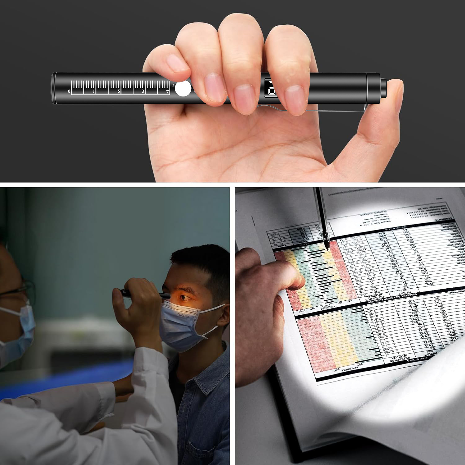 电显充电后按压式医护笔灯黄白双光源口腔灯不锈钢晨检LED瞳孔笔详情6