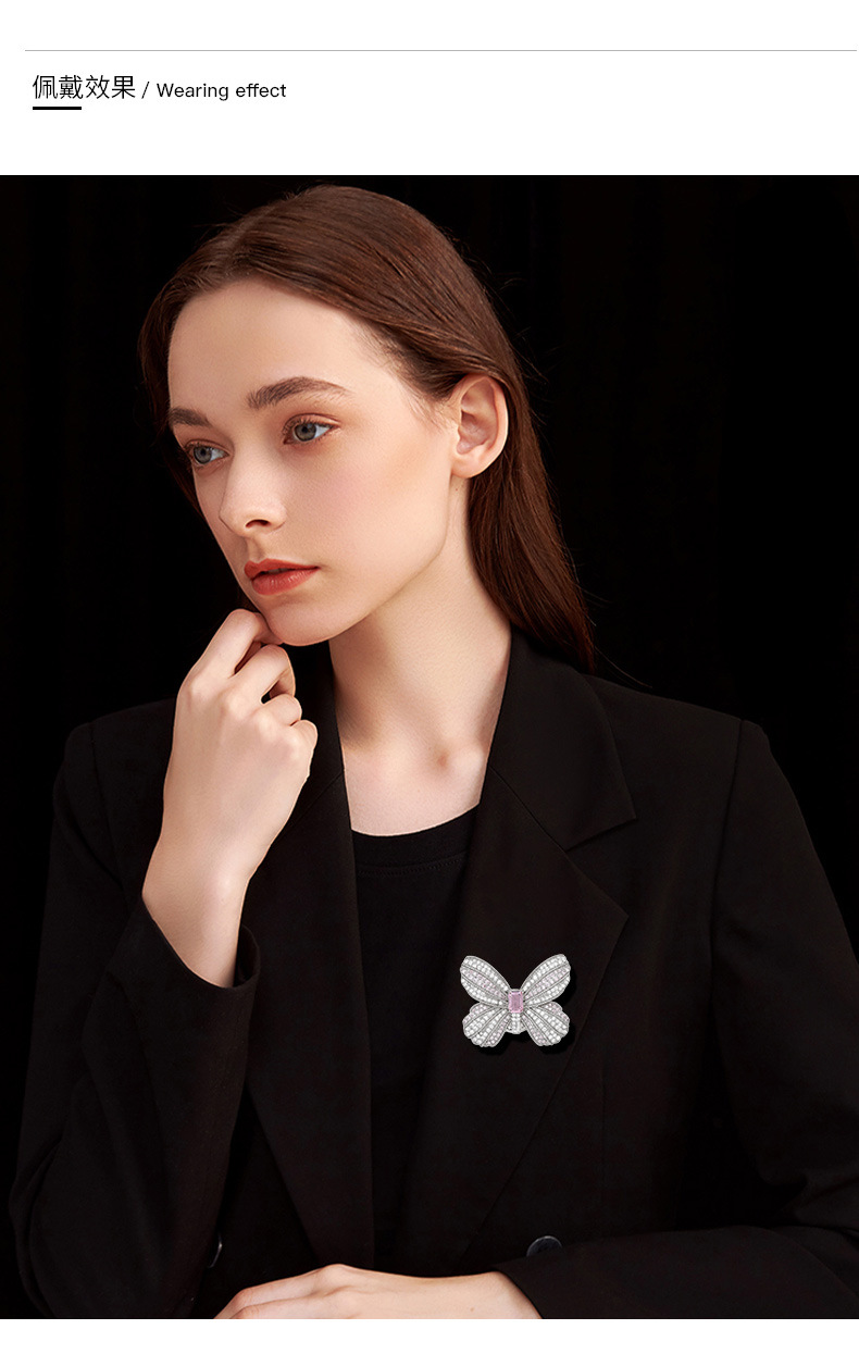 韩系梦幻粉钻甜美少女蝴蝶磁吸扣百搭精美通勤衬衫礼裙防走光胸花详情13