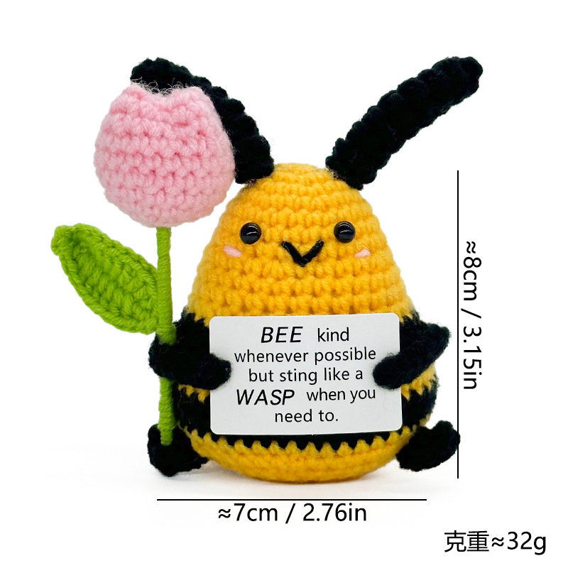 Cross-border finished hand-knitted dolls, bee-hugging small flowers, tulips, roses, cartoon and cute desktop ornaments pic 20