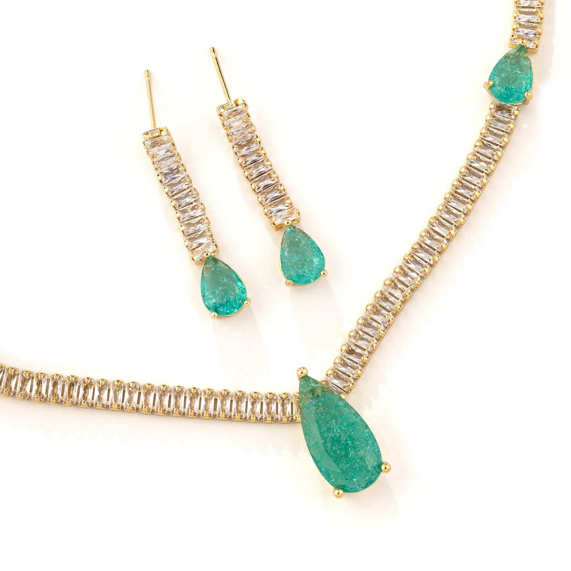 French court wind restoring ancient ways of green water droplets claw zirconium necklace female personality cold wind fashionable joker collarbone chain LYTJ30214 LYSL30214 / LYJZ9056 wholesale pic 10