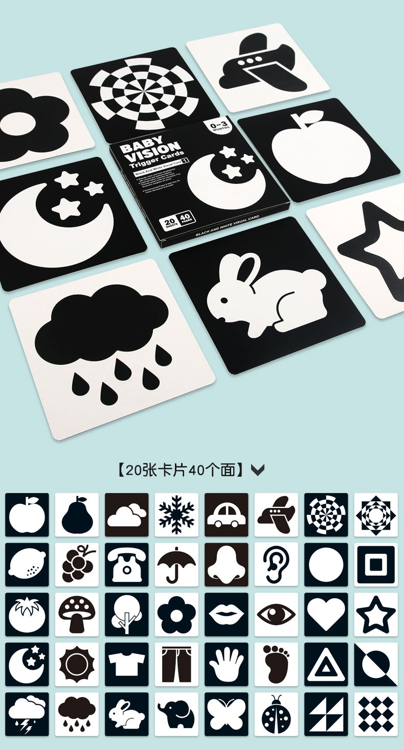 CECPC Black and white color early childhood education cognitive card toys, baby visual stimulation cards, educational and fun toys pic 69