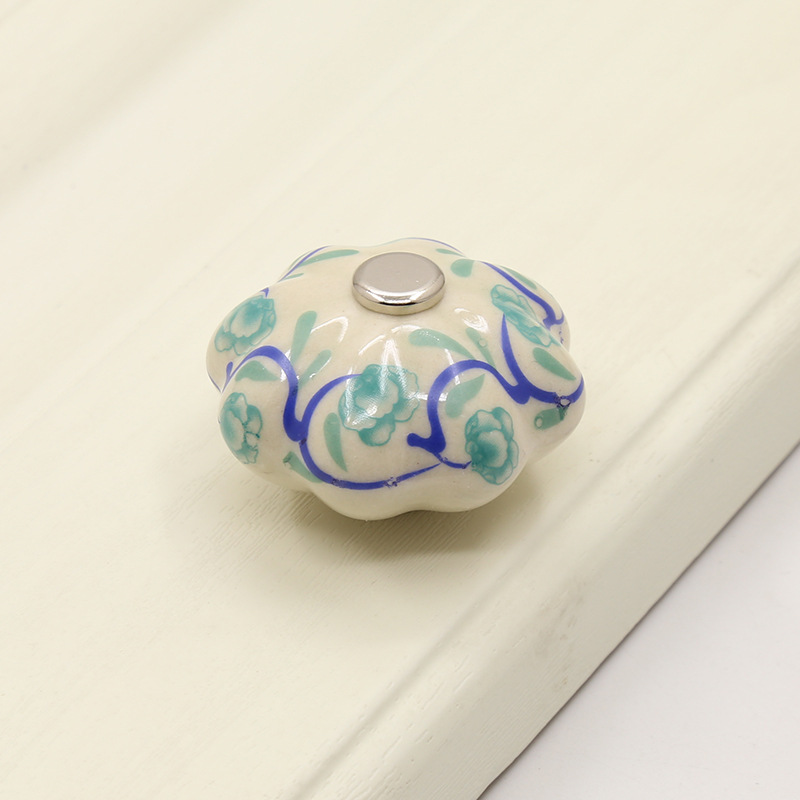 Cross-border garden cabinet door pull, handcrafted ceramic handle, copper buckle ball, round cabinet, wardrobe drawer, single-hole furniture handle pic 21
