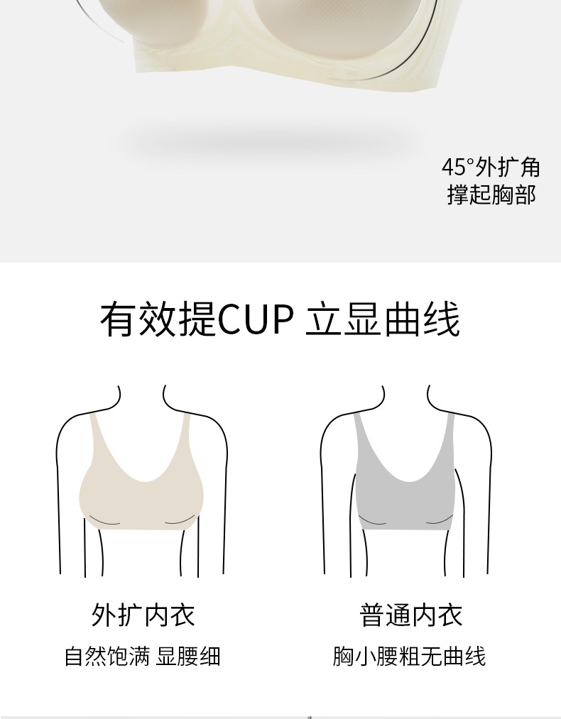 冰丝细肩带外扩内衣女小胸显大聚拢美背加厚6cm胸垫凉感漫画文胸详情4