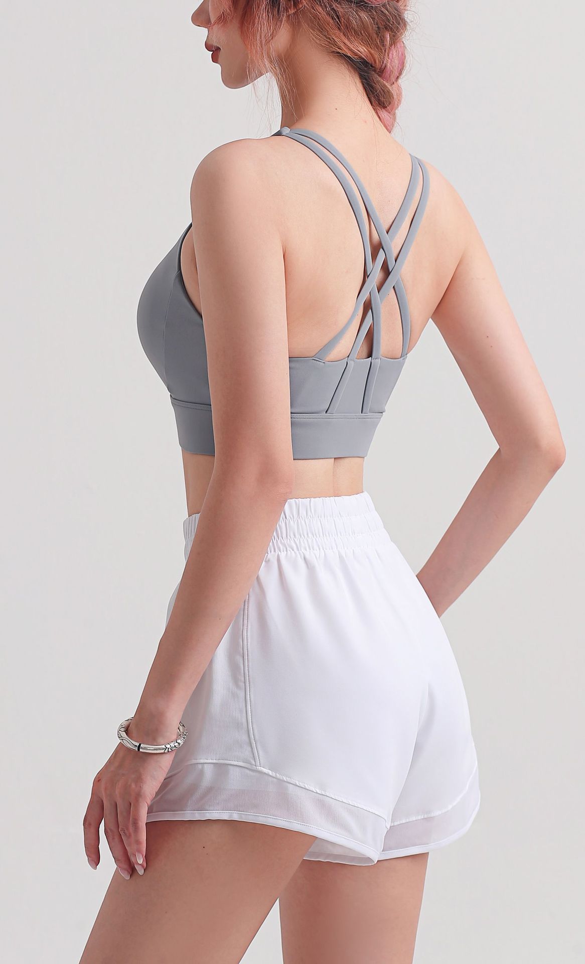 SS Medium-strength cool-feel zipper shock-absorbing sports underwear for women, summer nude feel, beautiful back yoga bra, running fitness vest pic 22