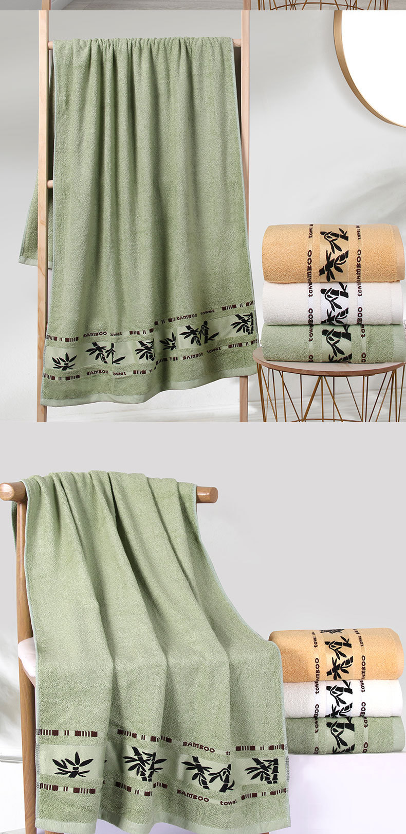 Thick bamboo fiber bath towels, soft and absorbent, adult bath towels, gift embroidered logo, large bath towels wholesale pic 20