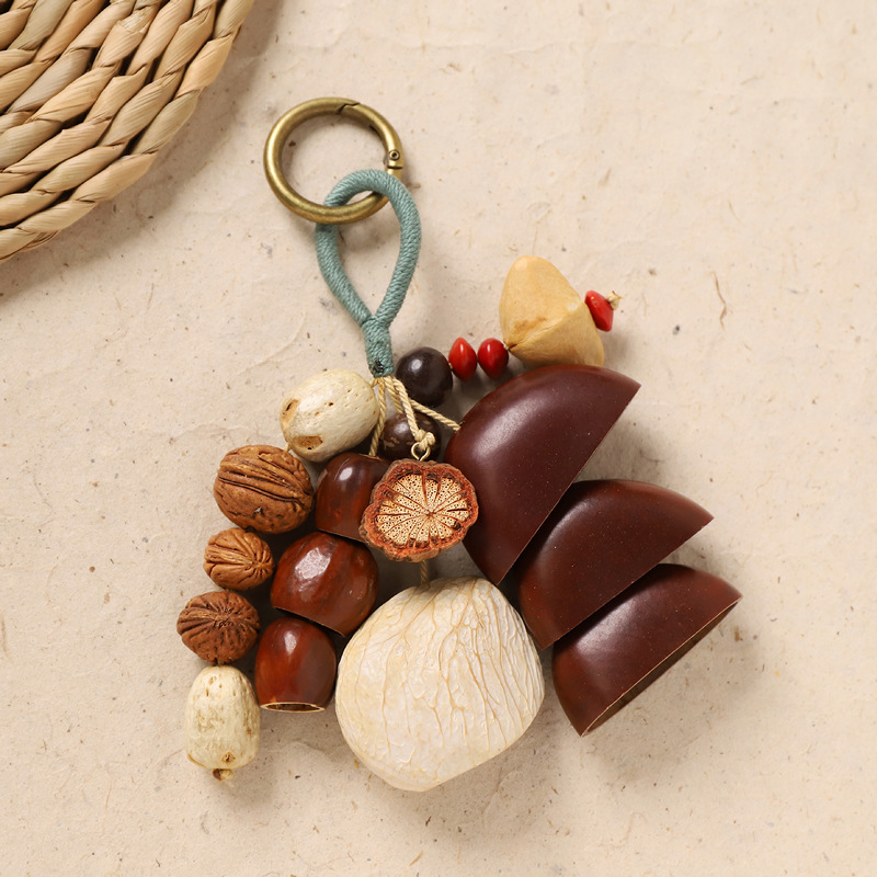 Best-selling natural healing fruit shell bell pendant, string, fruit shell hand-cranked stress-relieving sound therapy bag, wind chime, personalized pendant pic 18