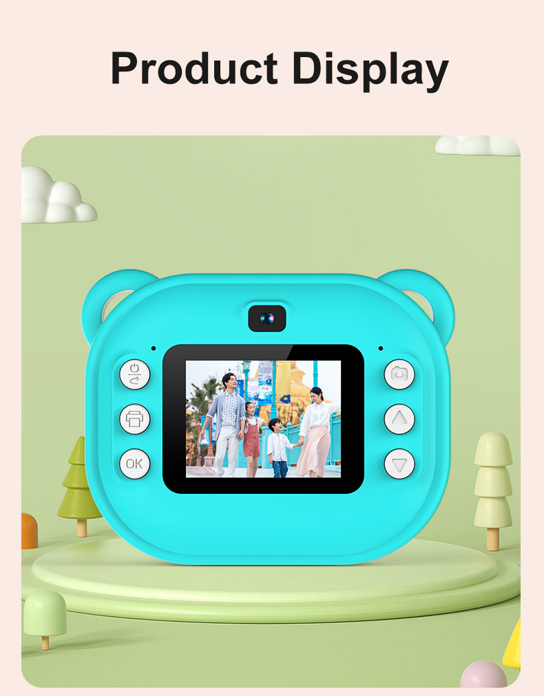 跨境新款儿童拍立得打印相机高清双镜头可拍照录像玩具礼盒代发详情12