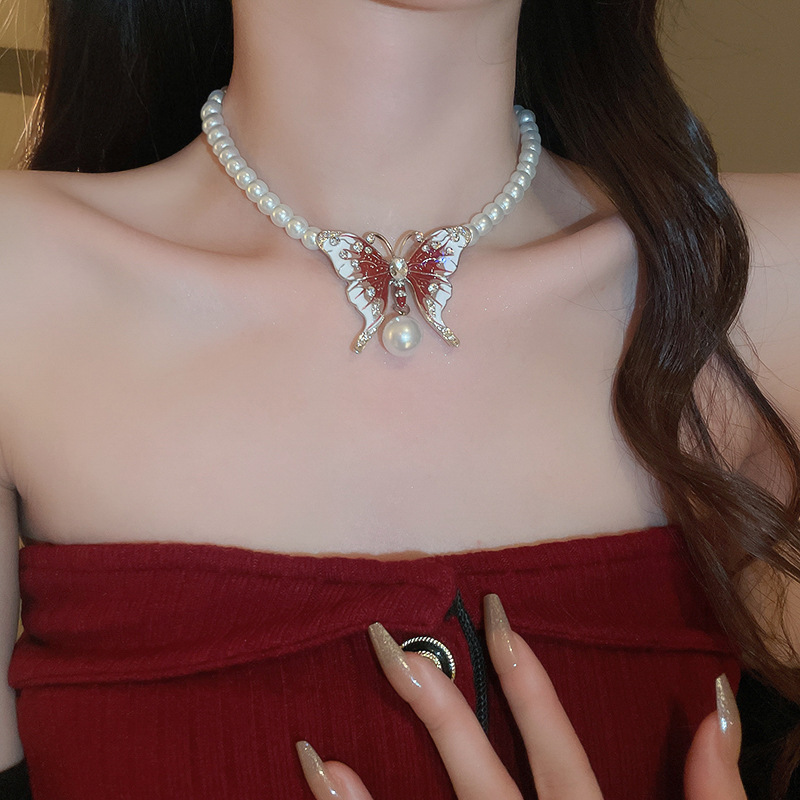超仙珍珠蝴蝶结流苏双层项链气质高级感锁骨链时尚小众新娘饰品女详情28