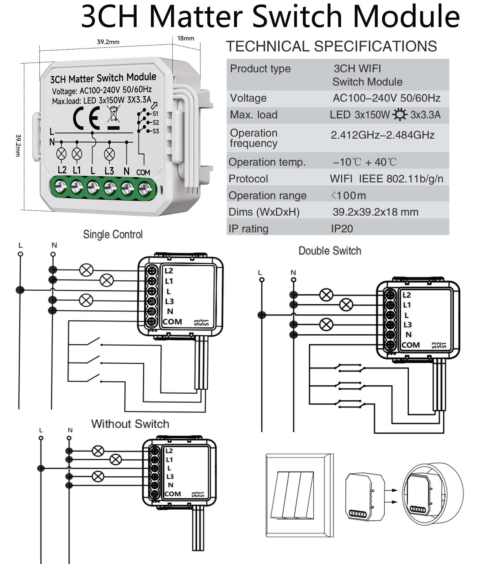 Matter Smart Switch Module, smart gateway switch, bathroom heater, smart switch, smart switcher pic 8