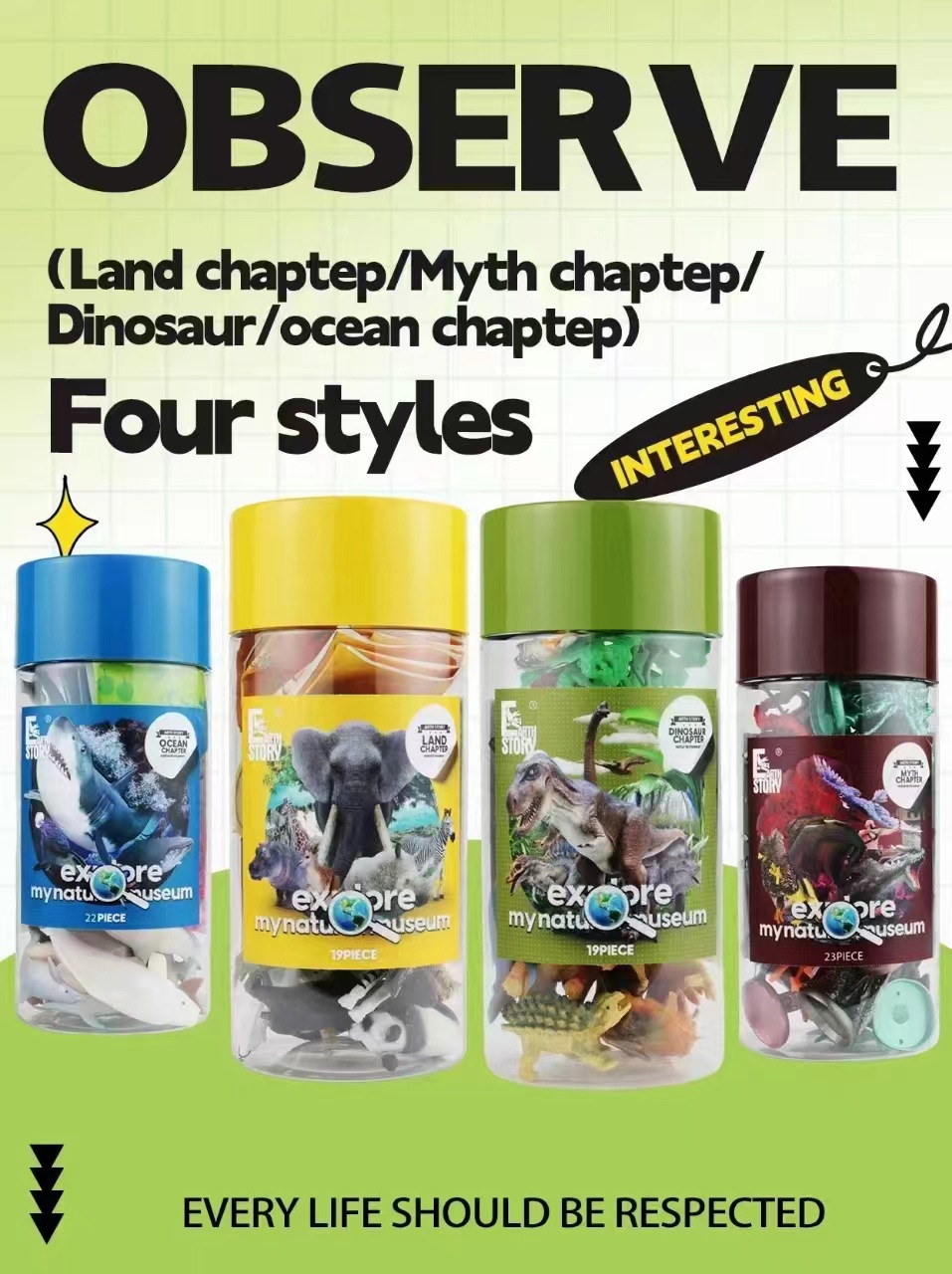 New Kaina Cross-border Dinosaur Set, Marine animal bucket model toy, decorative item, small dinosaur pic 9