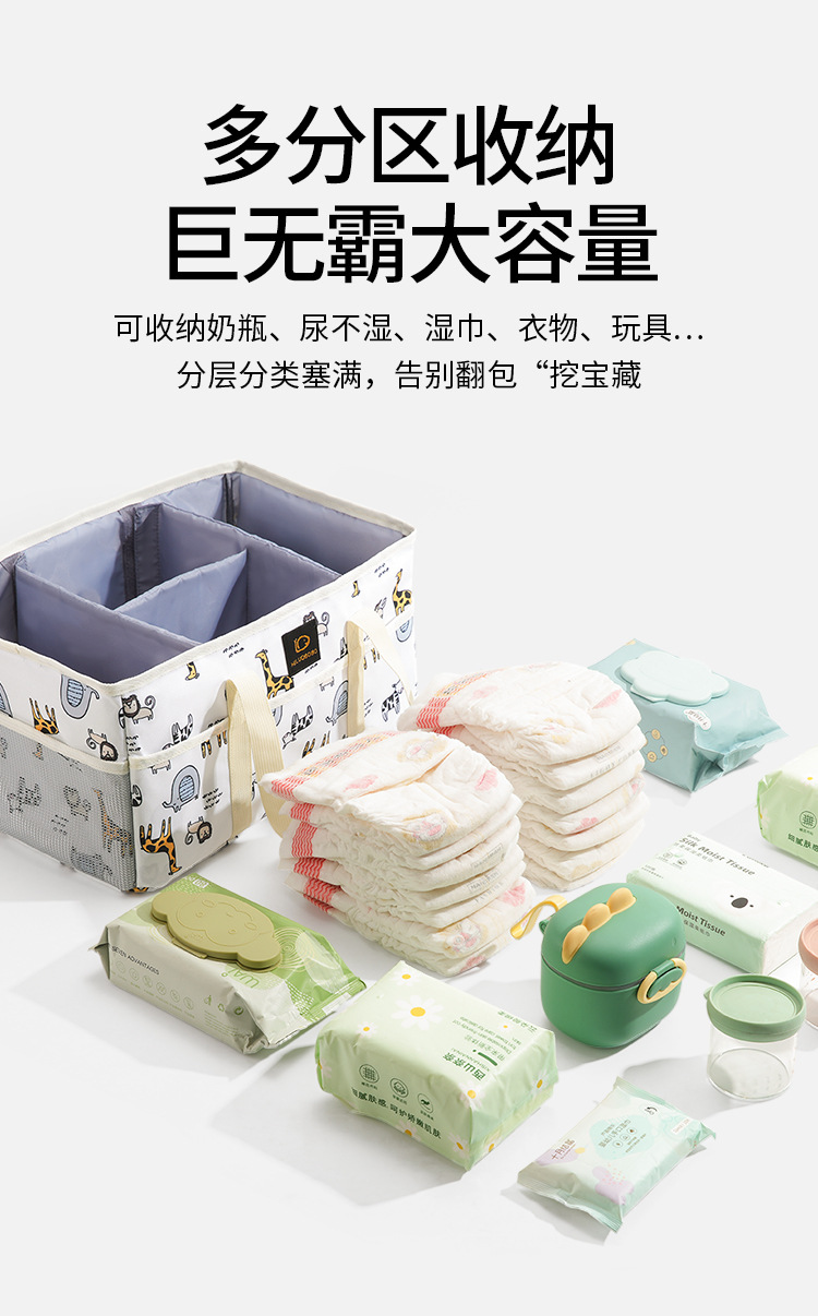 New large-capacity mommy bag, portable and storable baby bag, multi-functional layered baby bag wholesale pic 3
