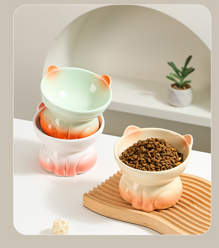 亚马逊出口陶瓷猫碗猫咪碗猫食盆宠物碗狗狗碗宠物用品猫粮猫饭碗详情6