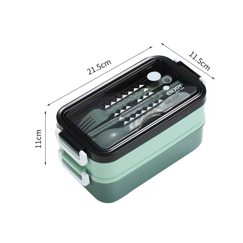 Double-layer bento box, office worker fat-reducing meal, compartments lunch box, microwave oven-safe, large-capacity lunch box pic 5