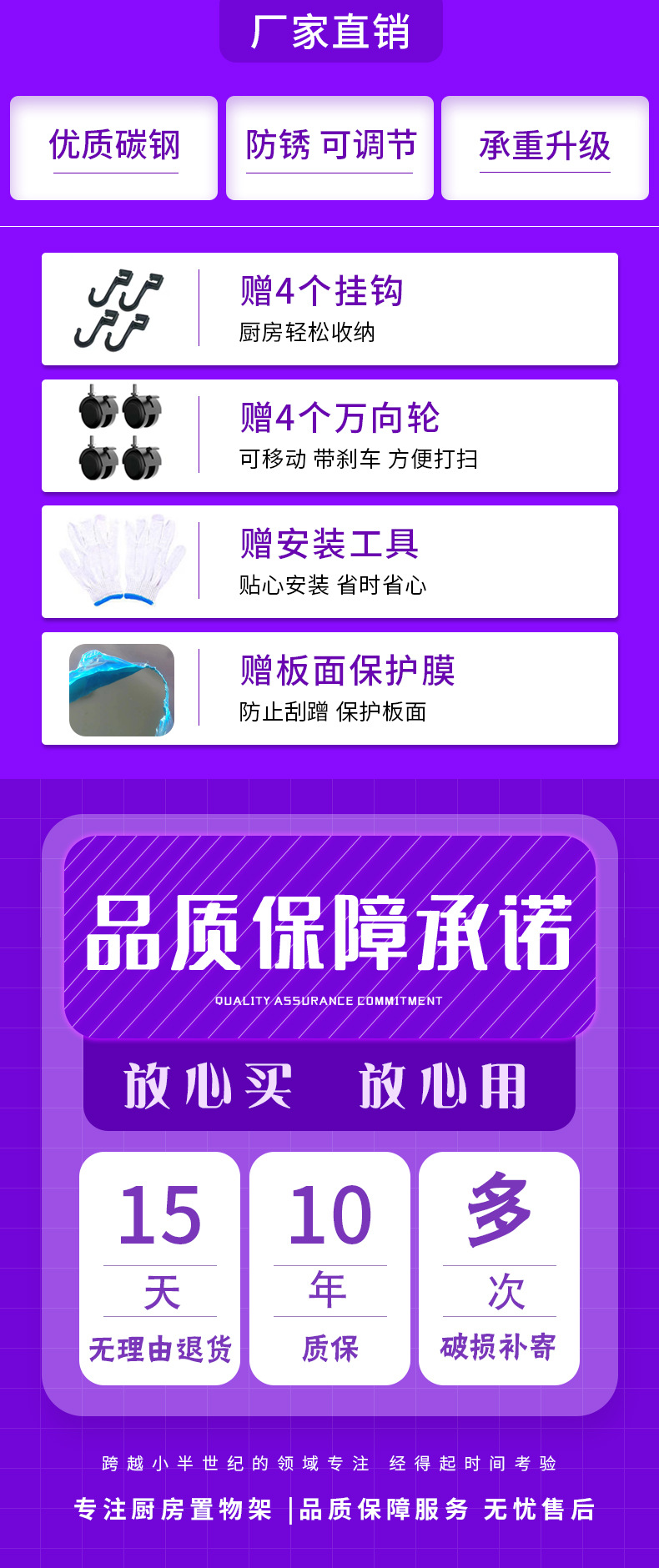 新款厨房置物架落地多层家用多功能微波炉收纳货锅架子非不锈钢详情3