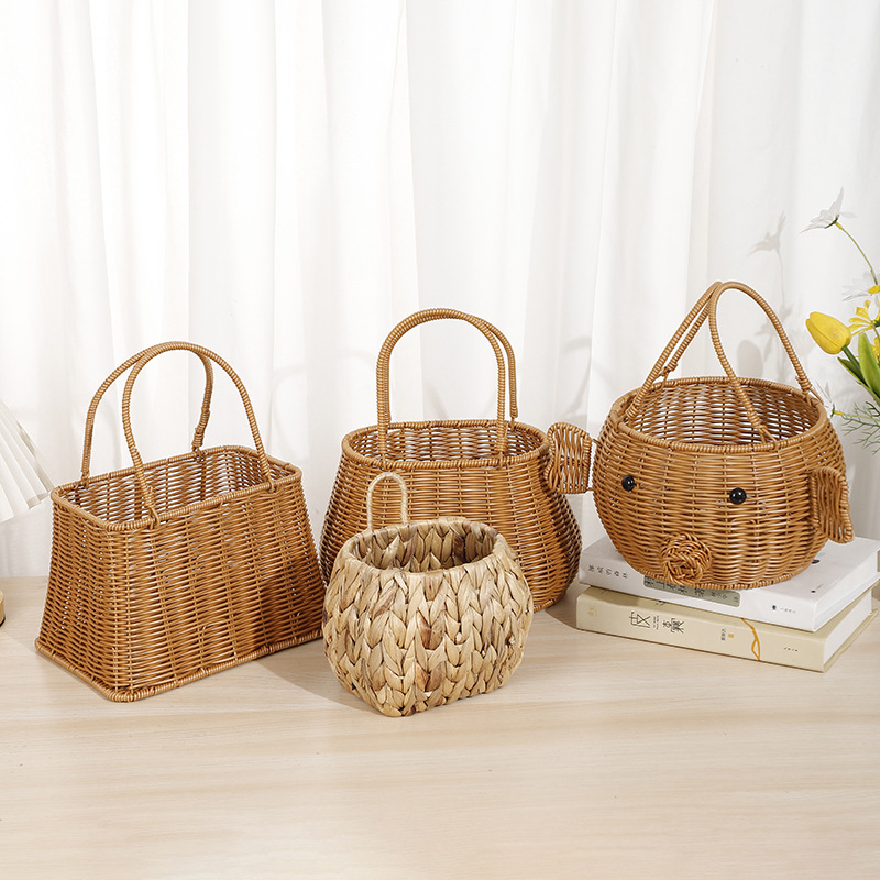 Willow weaving baskets, bamboo weaving baskets, rattan weaving storage baskets, egg creative tableware, fruit plates, elephant and pig animal ornaments manufacturer pic 1