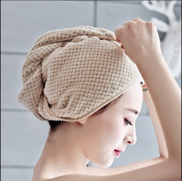 【 Chi Jia 】 Ultra-fine fiber Teak dry hair cap, absorbent coral fleece shower cap, quick-cleaning headscarf, thickened pic 2